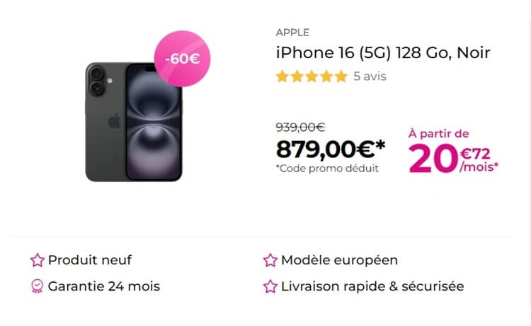 Bon plan iphone 16
